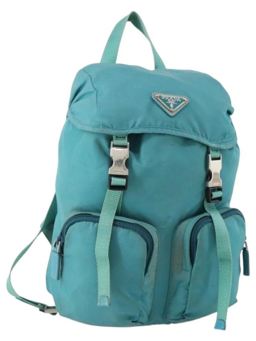 PRADA Backpack Nylon Light Blue Silver Auth INZ057
